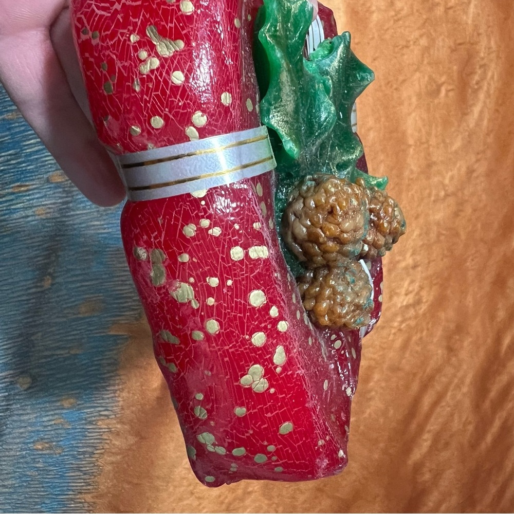 Vintage Lillian Vernon Leadless Candle Holiday package gift Green Leaves Italy - Picture 7 of 11